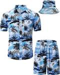 TUNEVUSE Mens Hawaiian Shirt and Shorts Set - Comfortable Tropical are