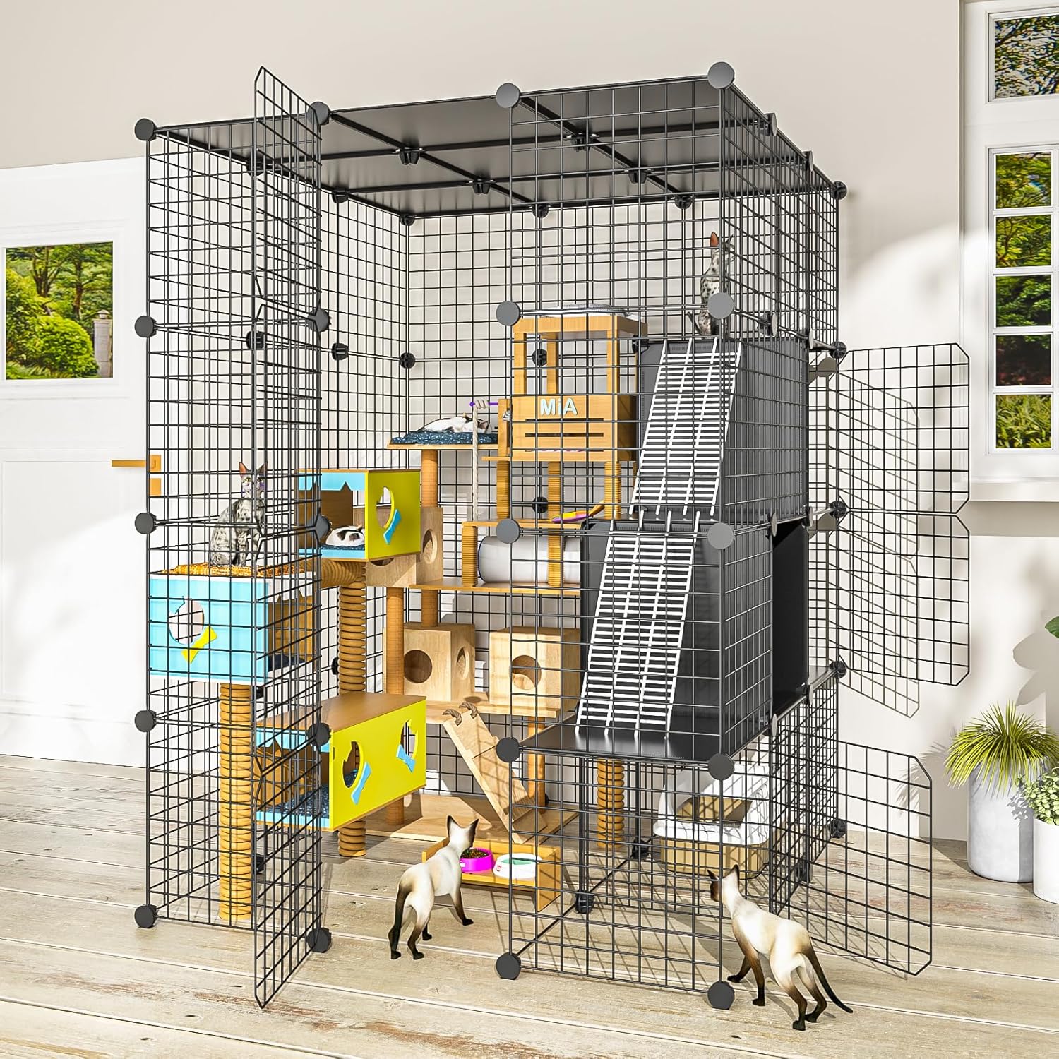 Large Cat Cage Indoor - Spacious Metal Wire Enclosure for Cats