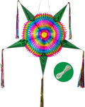 Mexican Star Pinata 32in Green Cones - Foldable Holiday Party Pinata