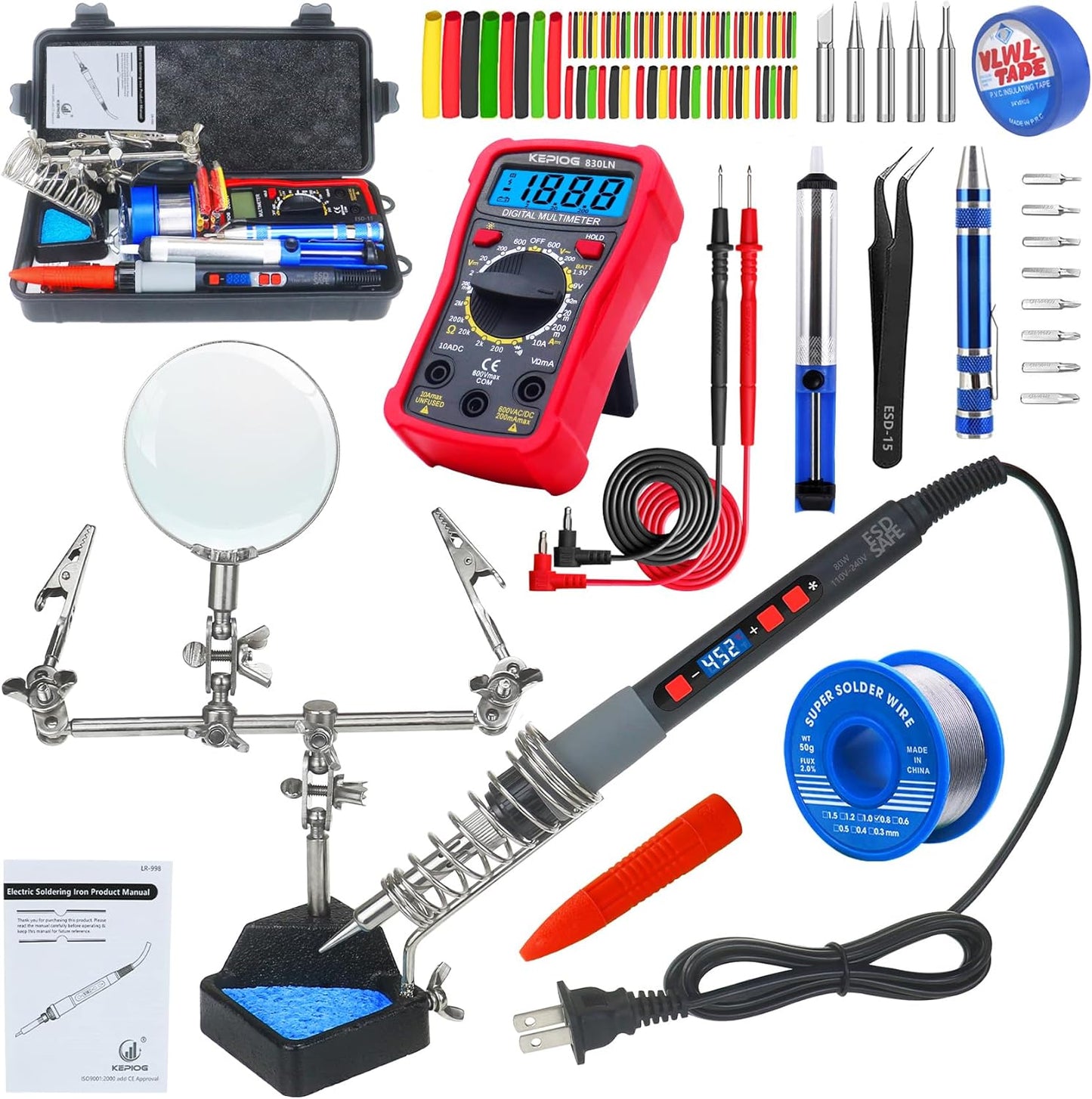 Complete Soldering Iron Kit with Multimeter and Helping Hand