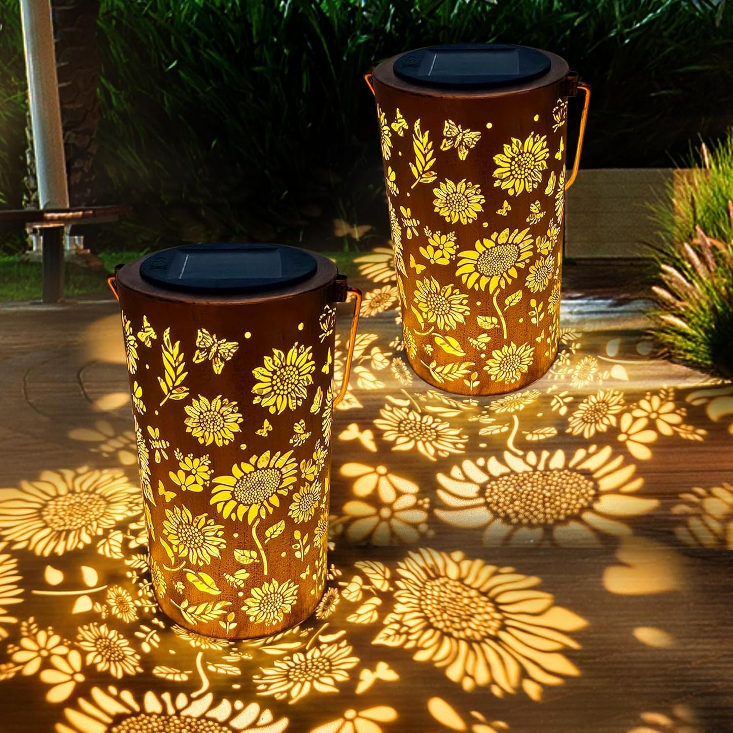 2Pack Sunflower Solar Lanterns for Outdoor Garden Decor Gifts
