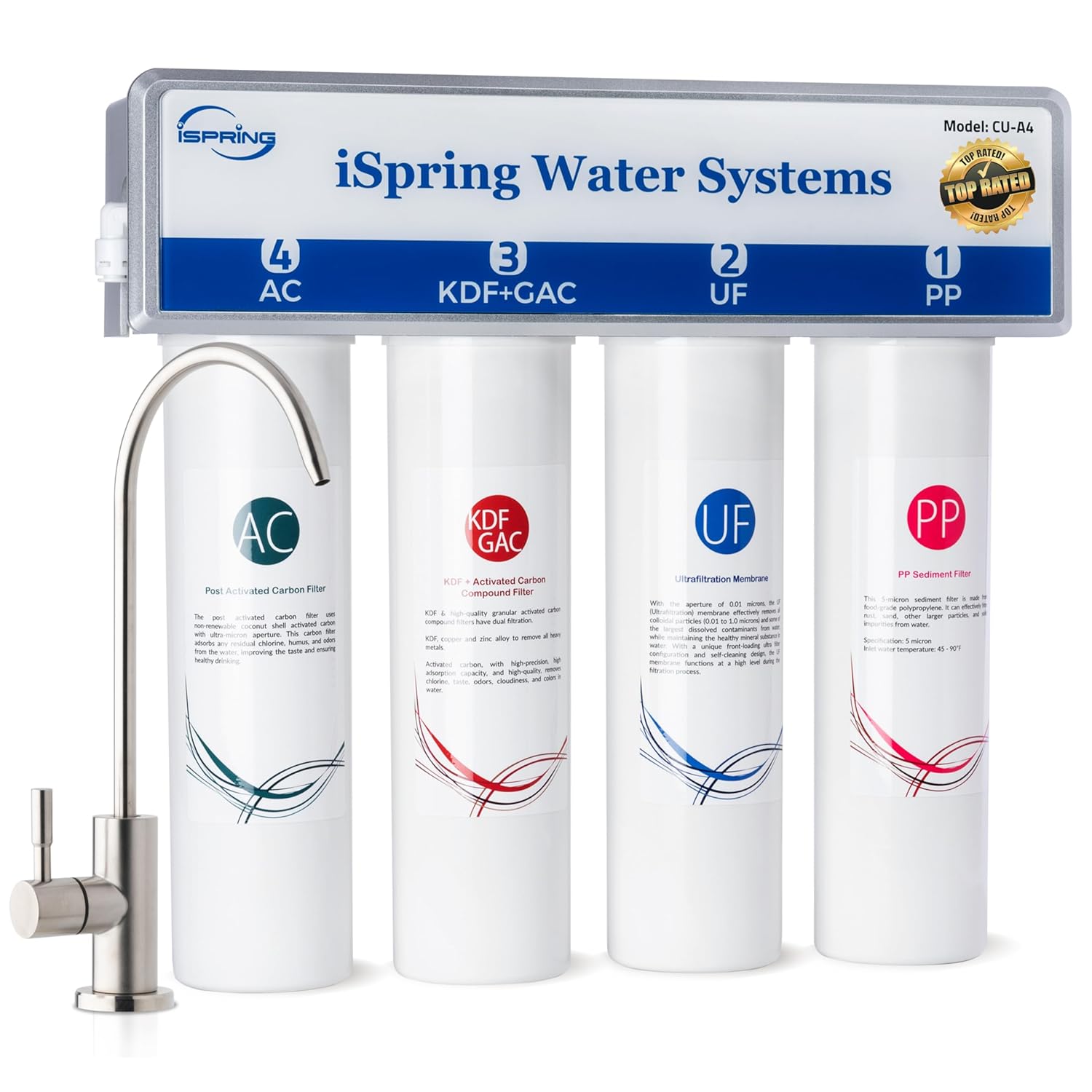 iSpring CU-A4 Ultra-Filtration Under Sink Water Filter System