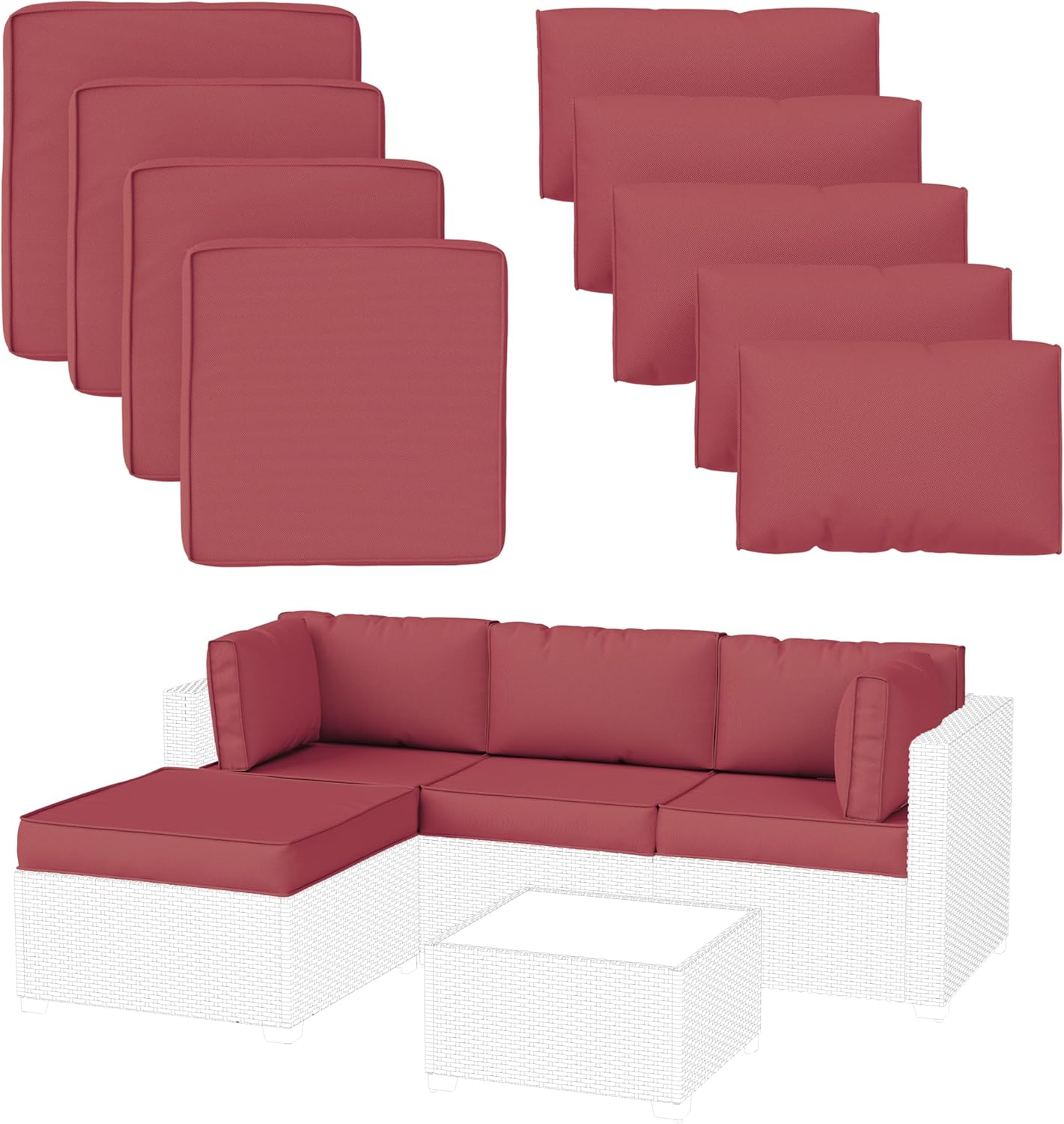 9 Pack Patio Cushion Covers for Outdoor Furniture Set Replacement