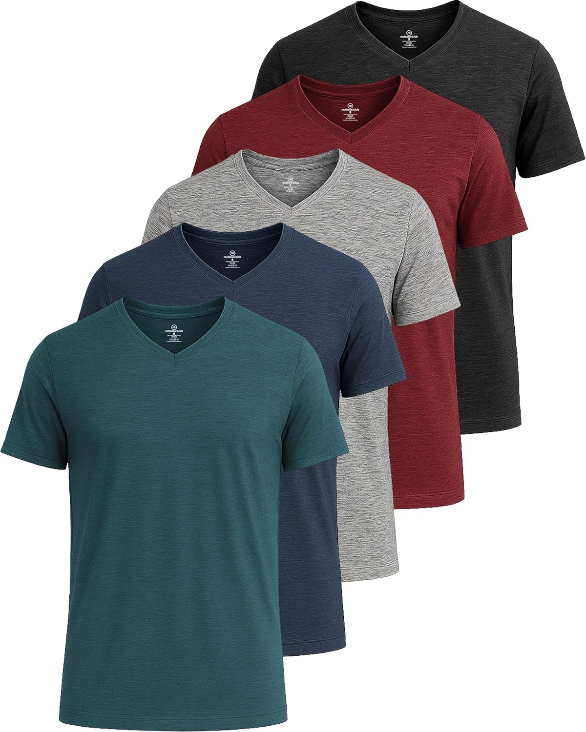 Mens V-Neck Dry-Fit Performance T-Shirt 5 Pack for Activewear