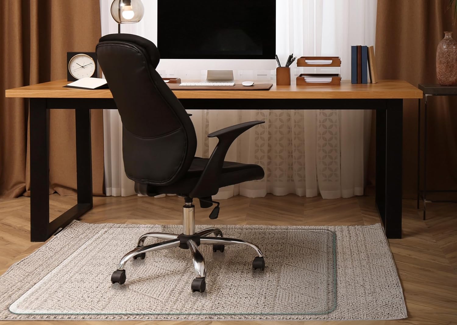 Exclusive Patented Beveled Edge Glass Chair Mat for Smooth Glide