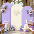 Beige and Purple Arch Backdrop Cover Set of 3 - Stretchy Spandex