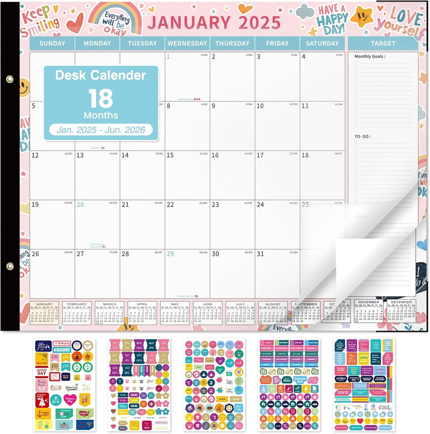 EYROZILL 2025-2026 Monthly Planner: Large Desk Calendar