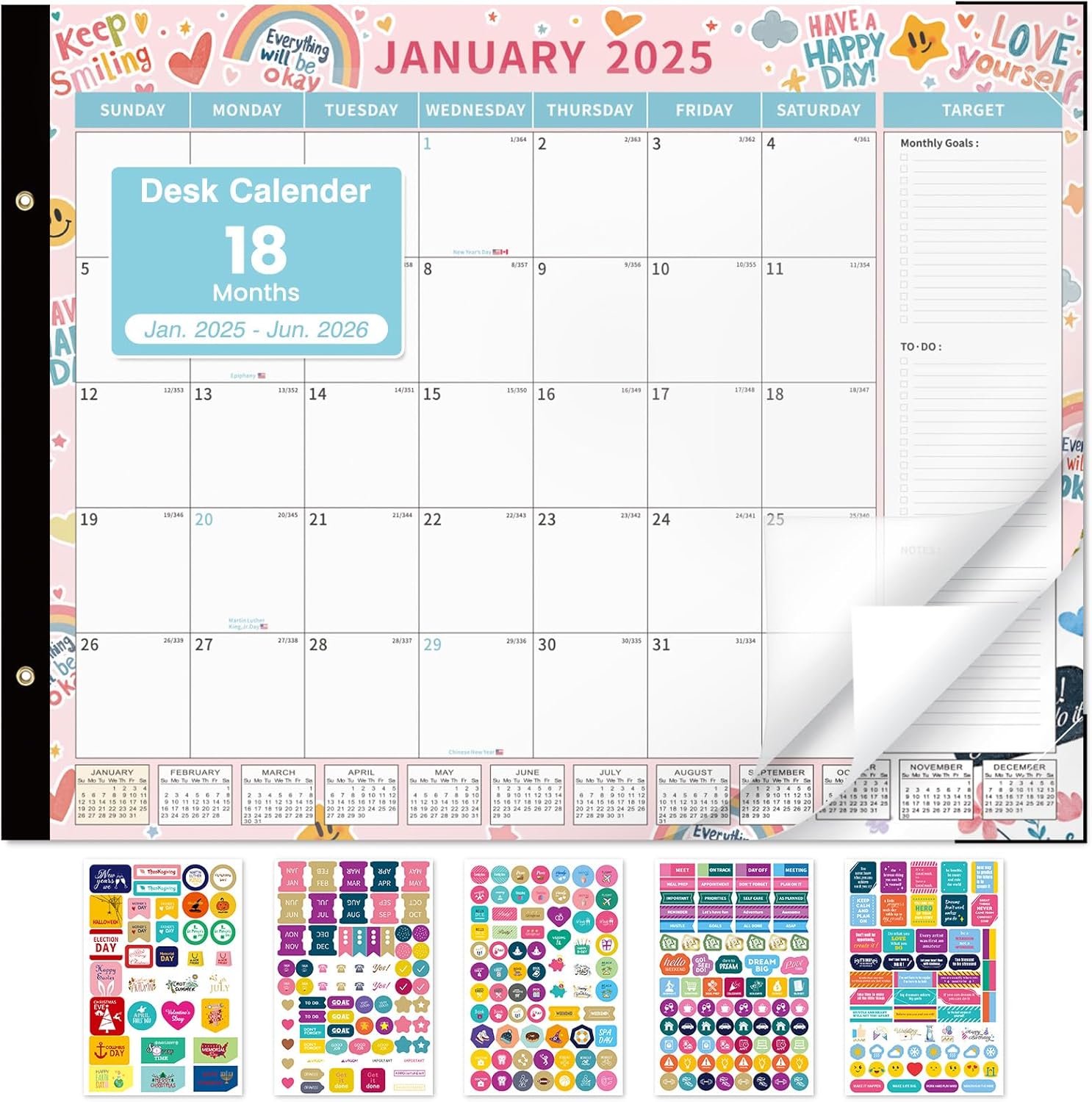 EYROZILL 2025-2026 Monthly Planner: Large Desk Calendar