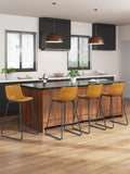 Set of 6 Modern Faux Leather Bar Stools for Kitchen Island