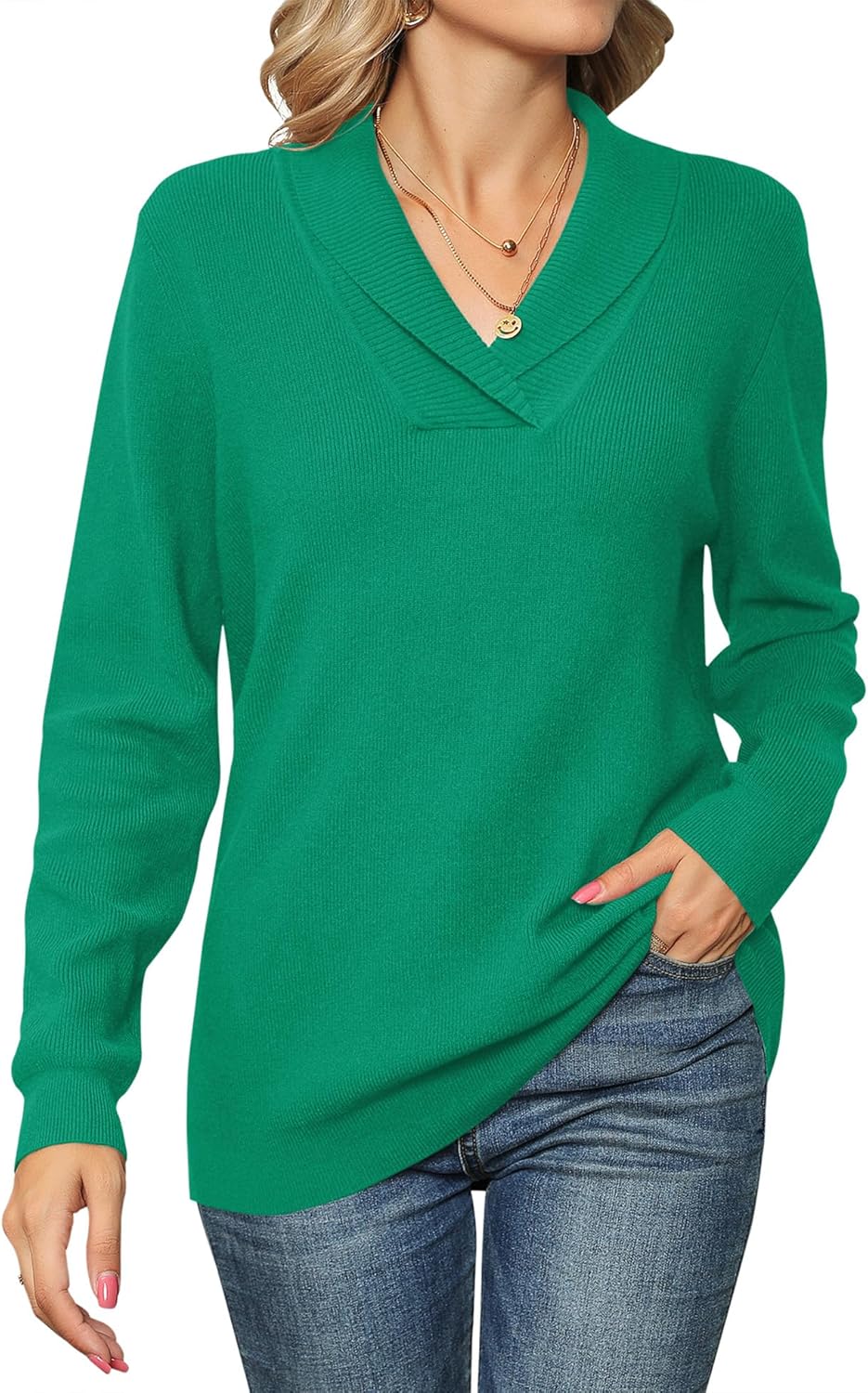Ivicoer Women Long Sleeve V Neck Pullover Sweater for Style