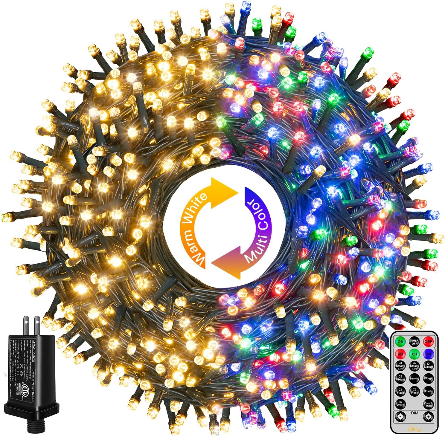 Ollny Christmas Lights 210FT 640LED Color Changing for Decor