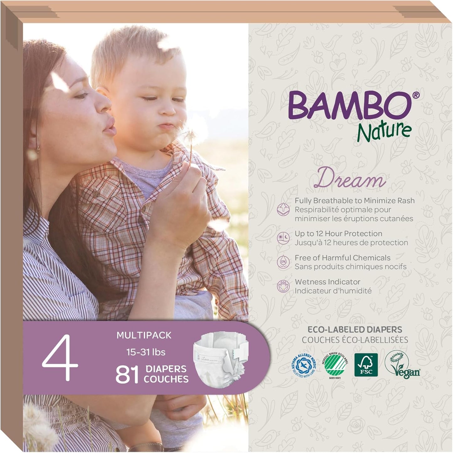 Bambo Nature Hypoallergenic Dream Baby Diapers for Comfort