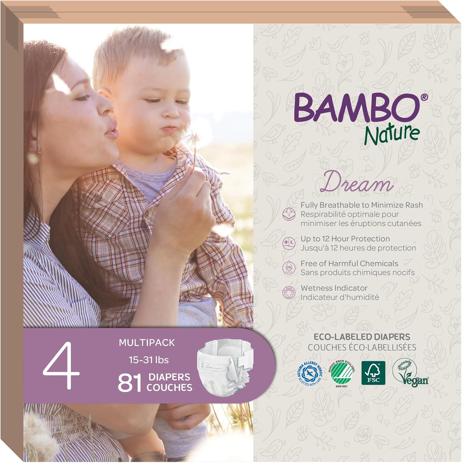 Bambo Nature Hypoallergenic Dream Baby Diapers for Comfort