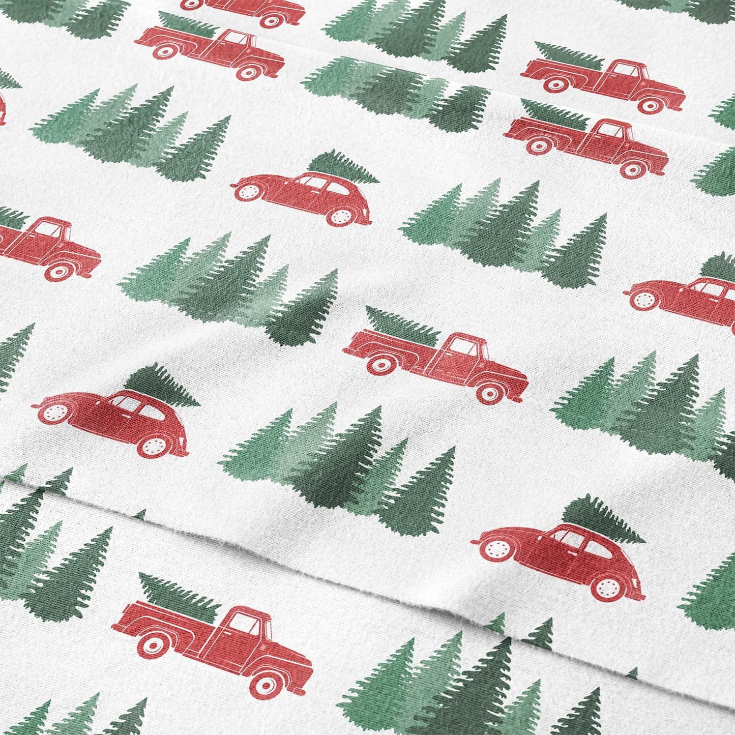 Flannel Christmas Sheets Set - Cozy King Size Cotton Bedding