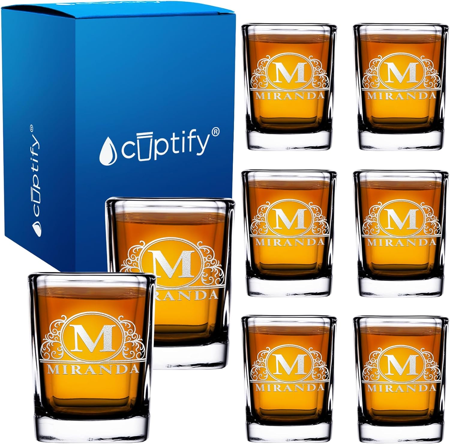 Personalized Square Shot Glasses Set of 8 for Unique Gifts