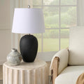 Black Vintage Distressed Ceramic Pot Table Lamp - Tapered Drum Shade