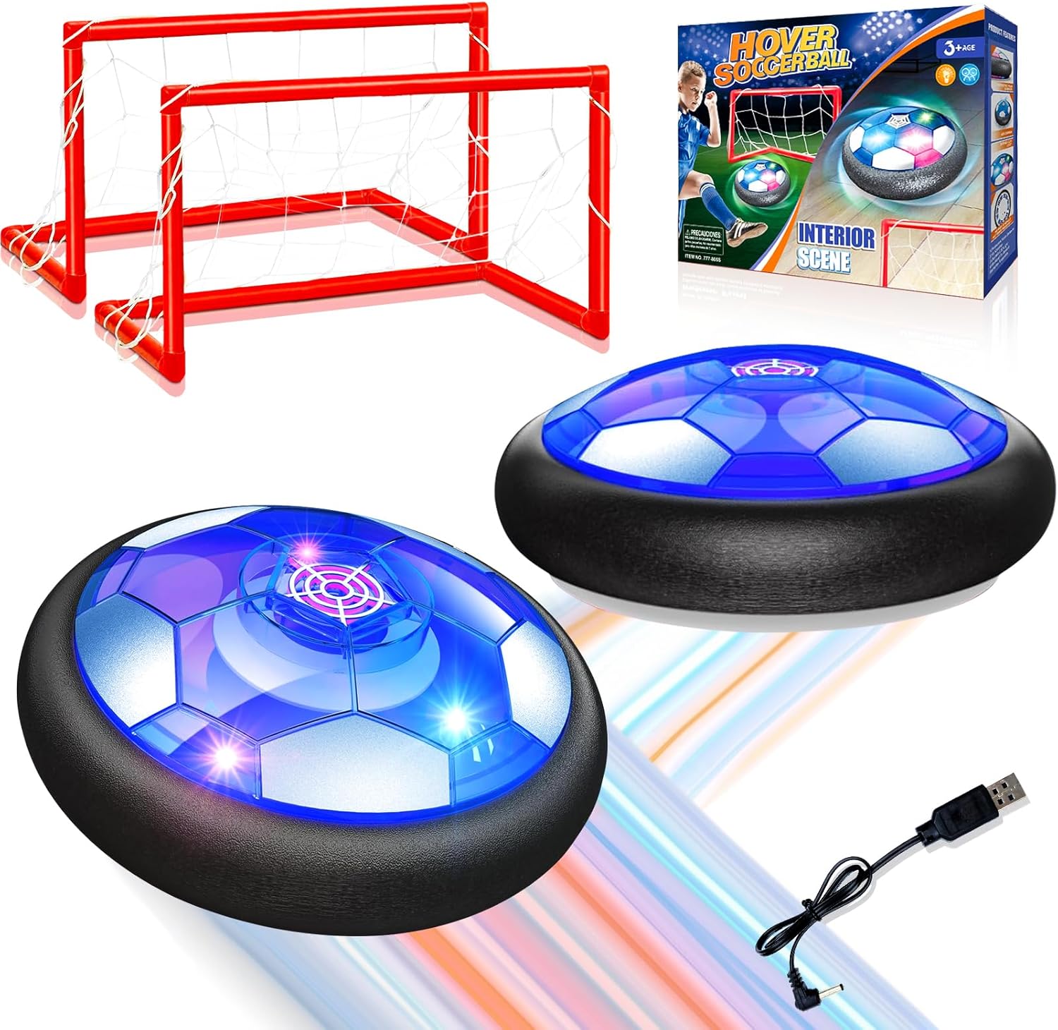 Hover Soccer Ball Toy Set with LED Lights for Indoor Fun