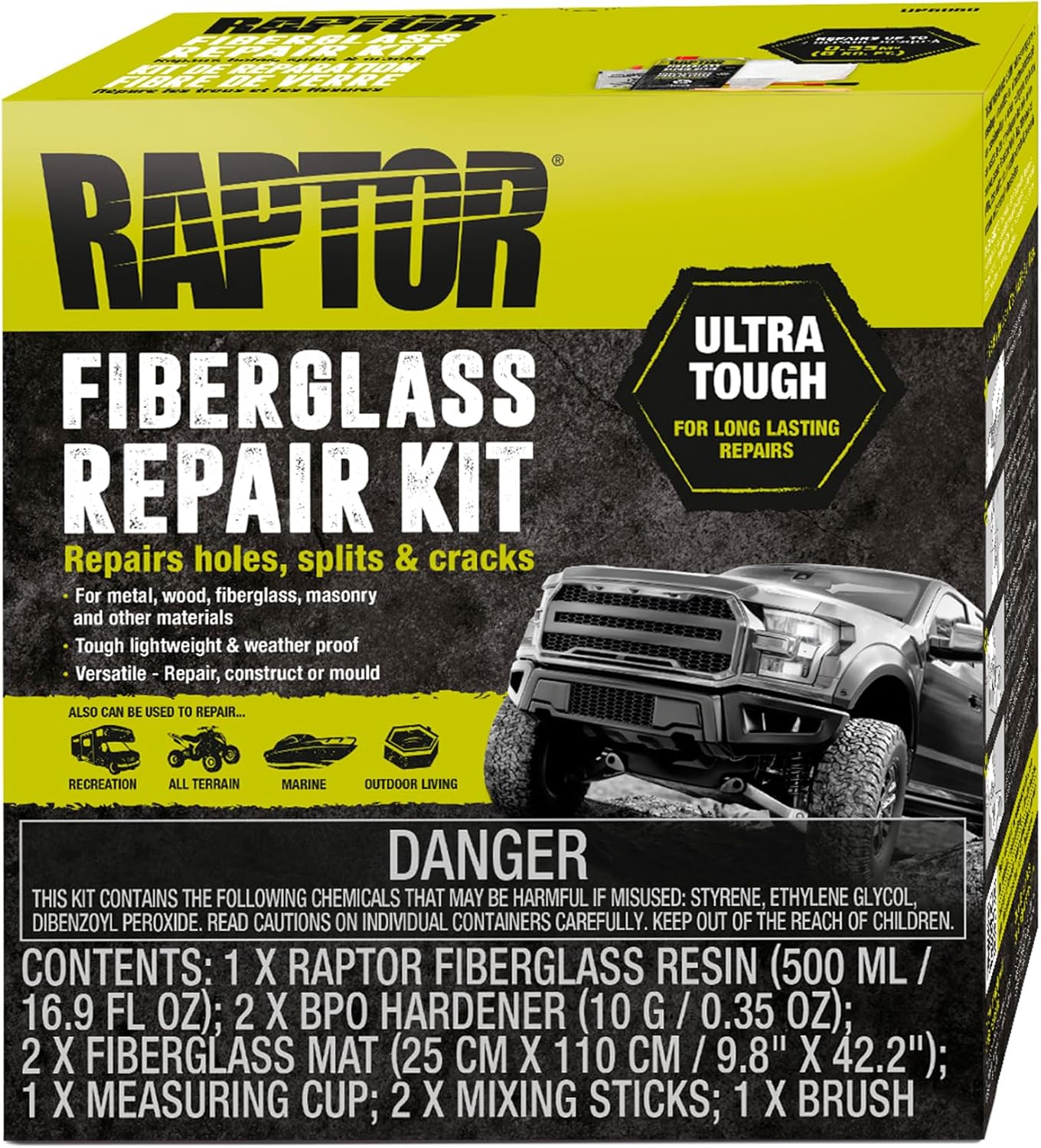 Raptor Fiberglass Repair Kit for Long-Lasting Automotive Repairs