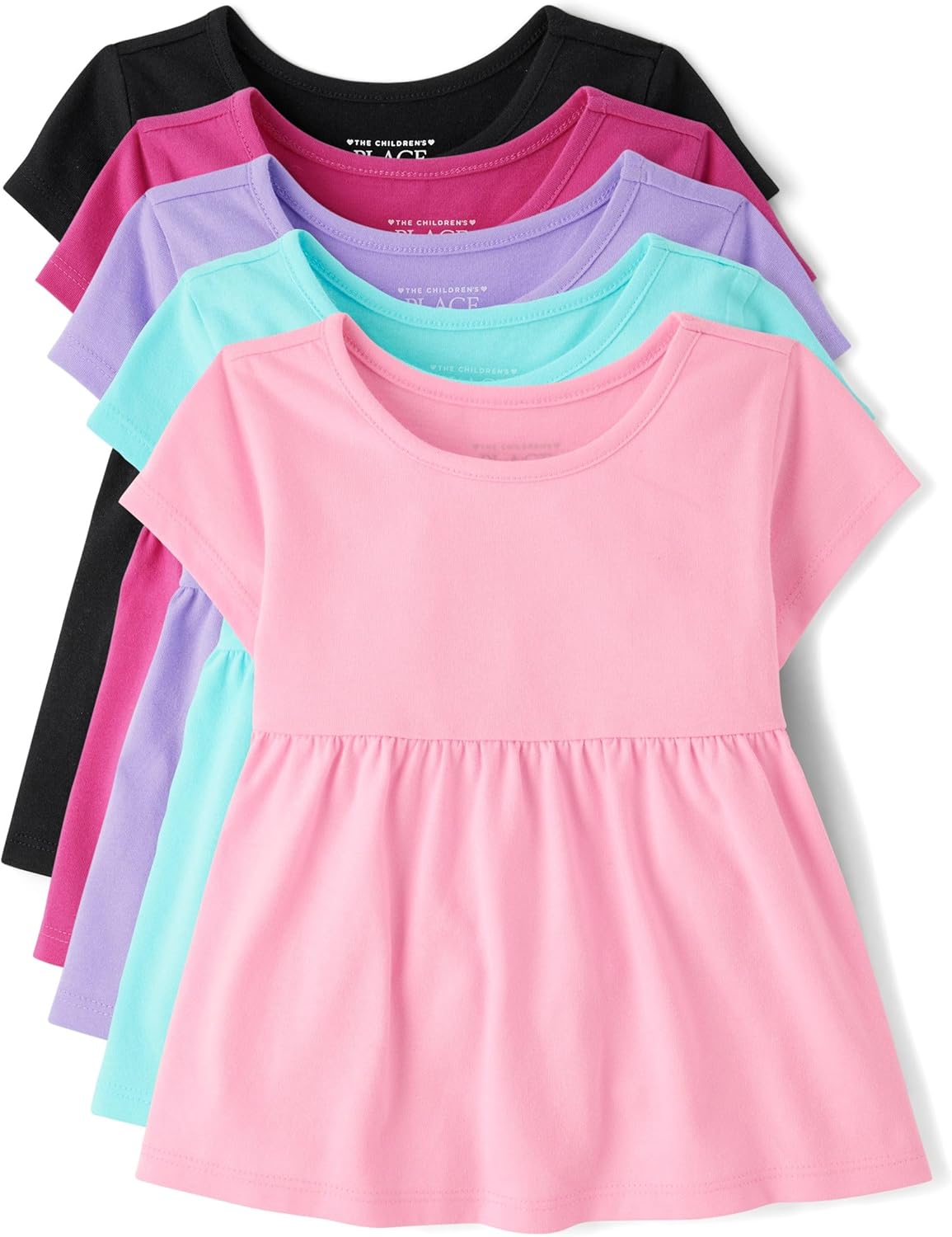 Baby Girls' and Toddler Casual Knit Shirt - 5 Pack Styles