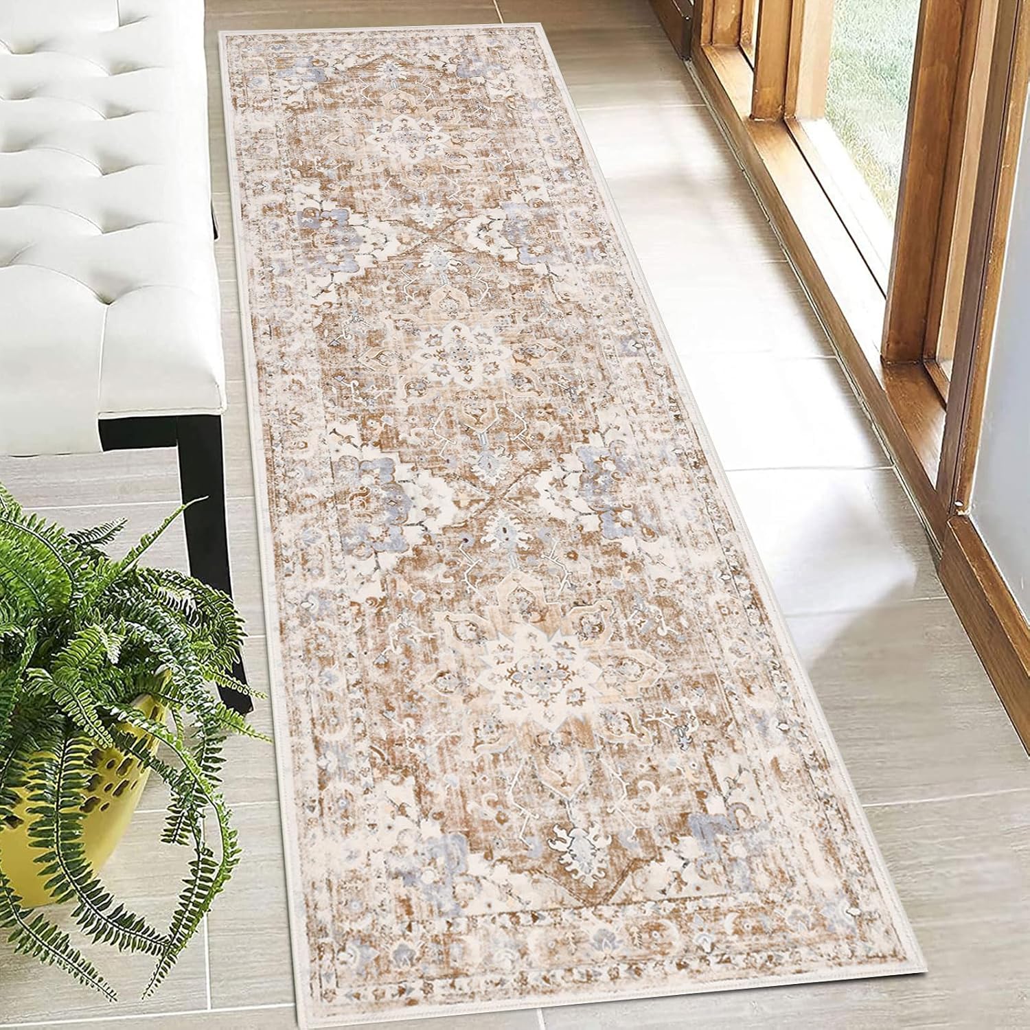 U'Artlines Boho Hallway Runner Rug 2ft x 6ft for Vintage Decor