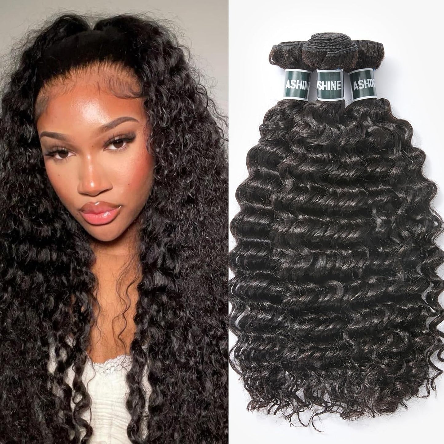 ASHINE Human Hair Bundles Deep Wave for Natural Black Women