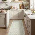 Sage Green Washable Runner Rug 2x6 - Non Slip Vintage Boho Floral