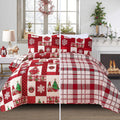 Smuge Christmas Bedspread Quilt Set Queen Size - Reversible Holiday