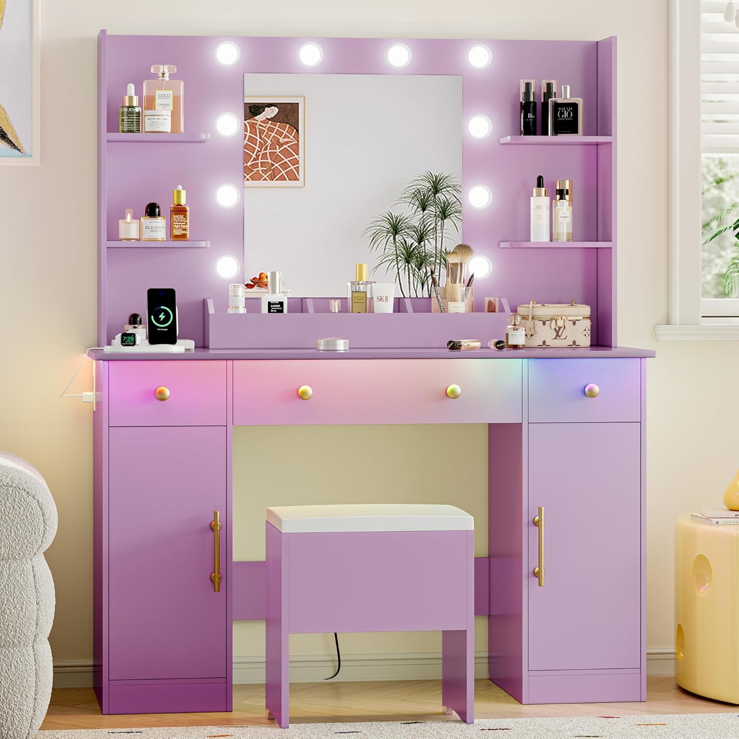 Vanity Desk with Mirror and Lights for Makeup Lovers