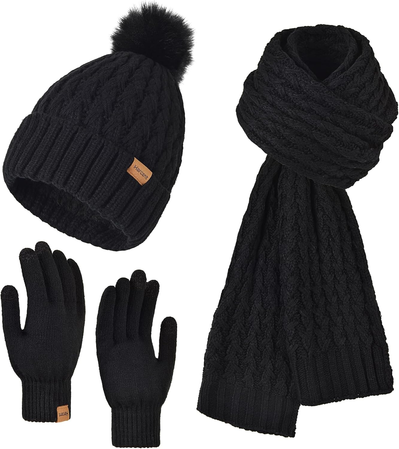 Womens Winter Warm Beanie Hat Scarf Gloves Set for Cold Days