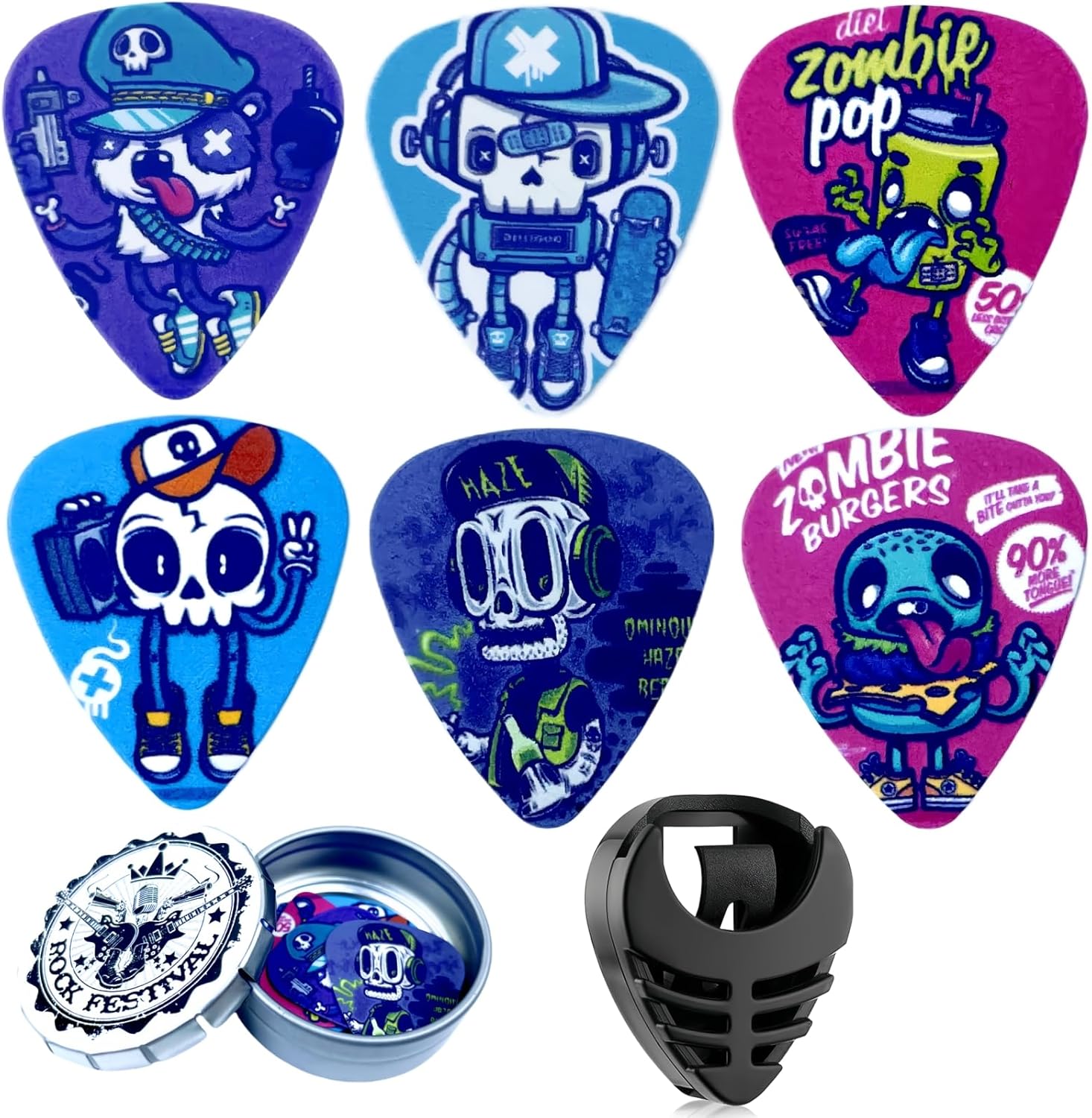 6 Pack Miwayer Art Guitar Picks Set