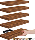 Floating Shelves for Wall Walnut 5 Pack - Space-Saving Display