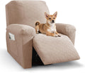 Recliner Chair Covers 4 Pieces Stretch Jacquard Slipcover - Khaki