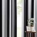 Classic Black and White Striped 100% Blackout Curtains for Privacy