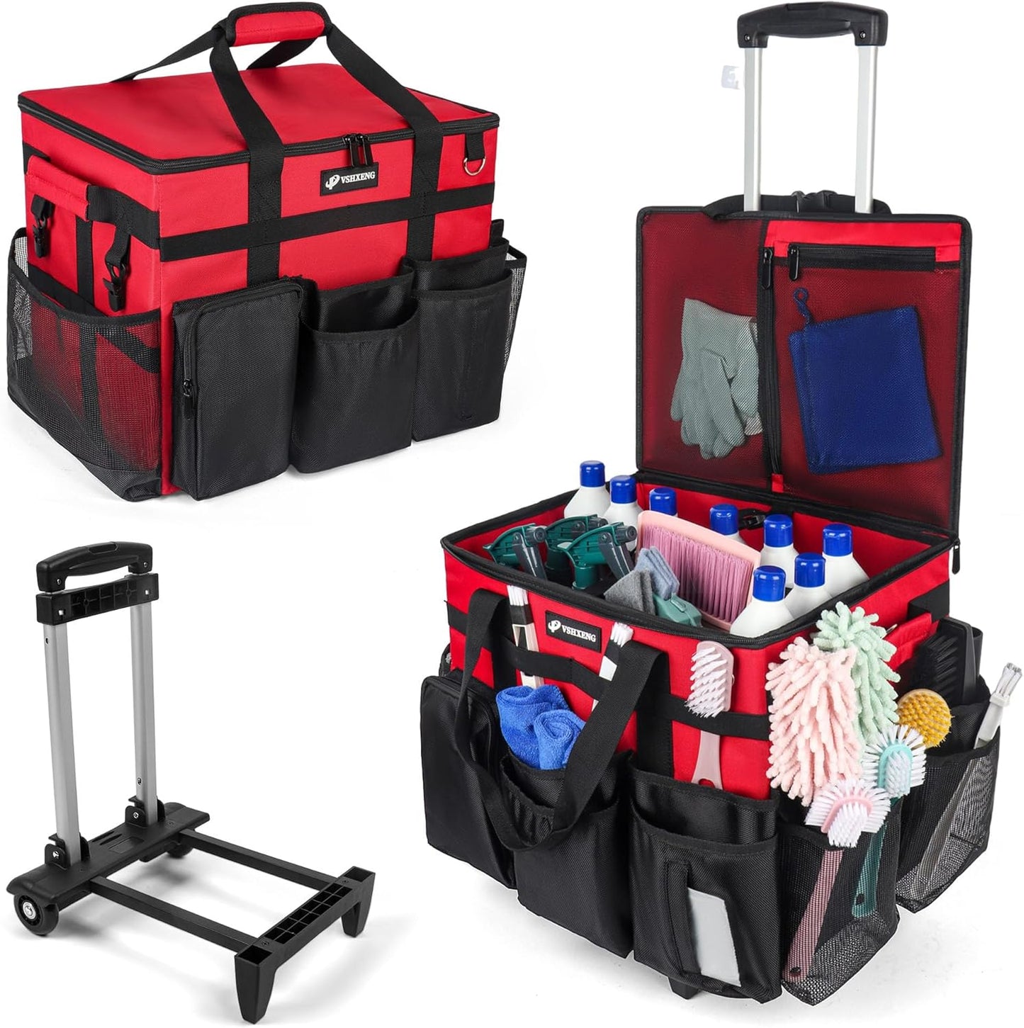 Rolling Cleaning Caddy Bag with Wheels for Efficient Storage