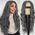 Gray and White Long Wavy Lace Hairline Wig 26 in - Natural Look