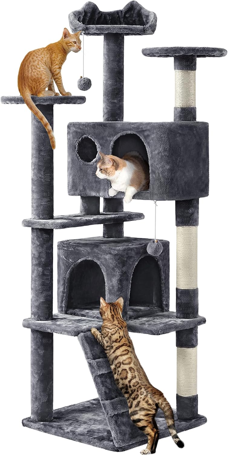 Yaheetech Cat Tree Tower with Multi-Level Plush Condo Design