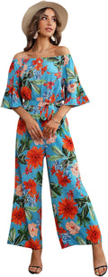Floral Off Shoulder Wide Leg Jumpsuit - Flowy Summer Romper