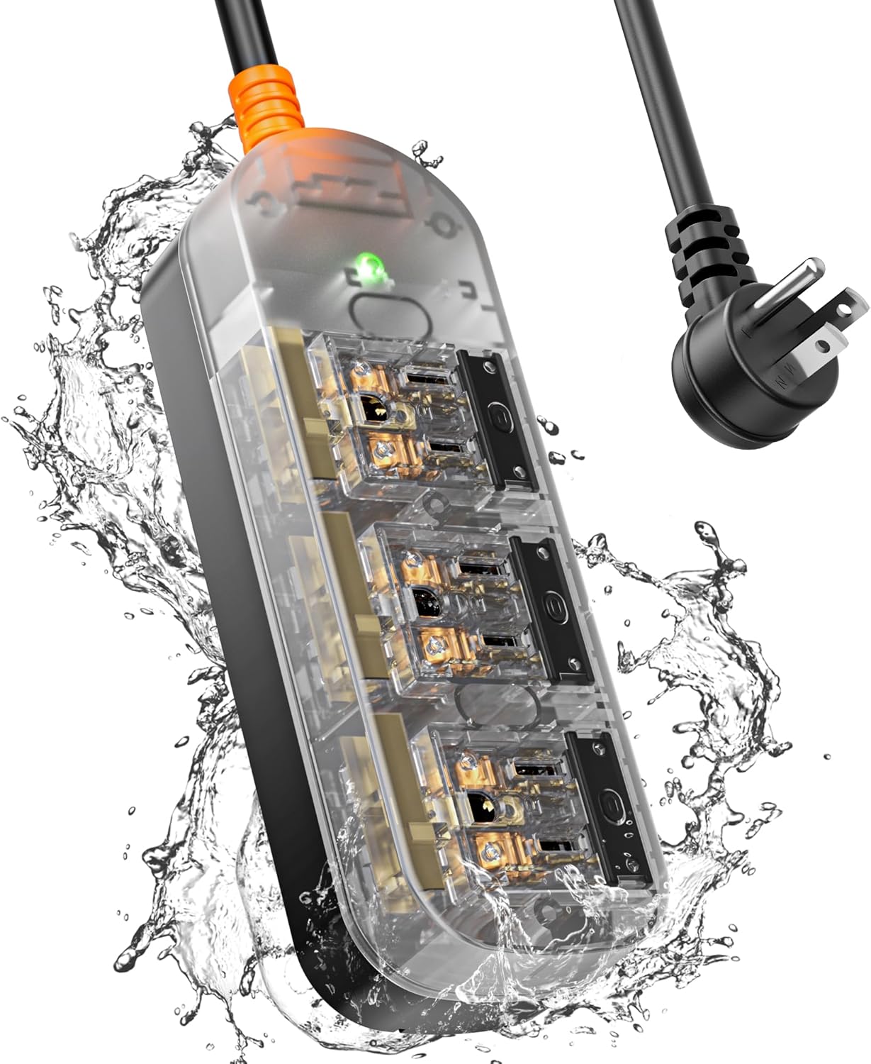 Waterproof Power Strip - 3 Outlets, IPX6 Grade
