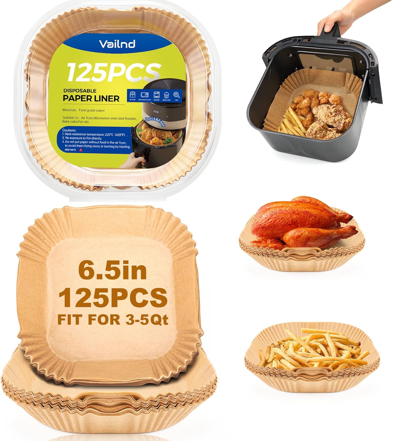 125 Oilproof Air Fryer Liners: Disposable & Waterproof!
