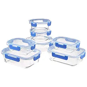 Glass Food Storage Container Set with BPA-Free Locking Lid