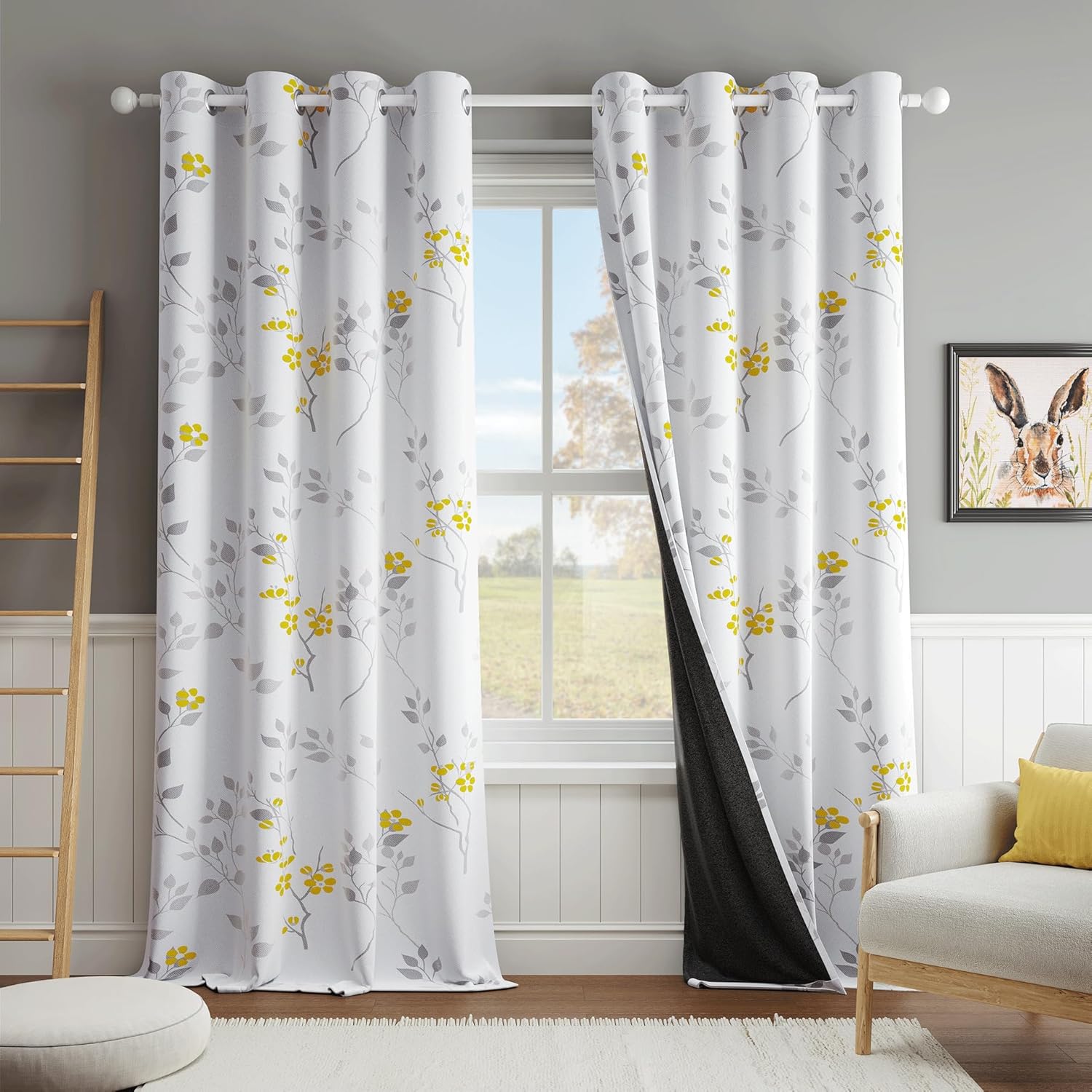 Beauoop Floral Blackout Curtains for Bedroom Living Room Decor