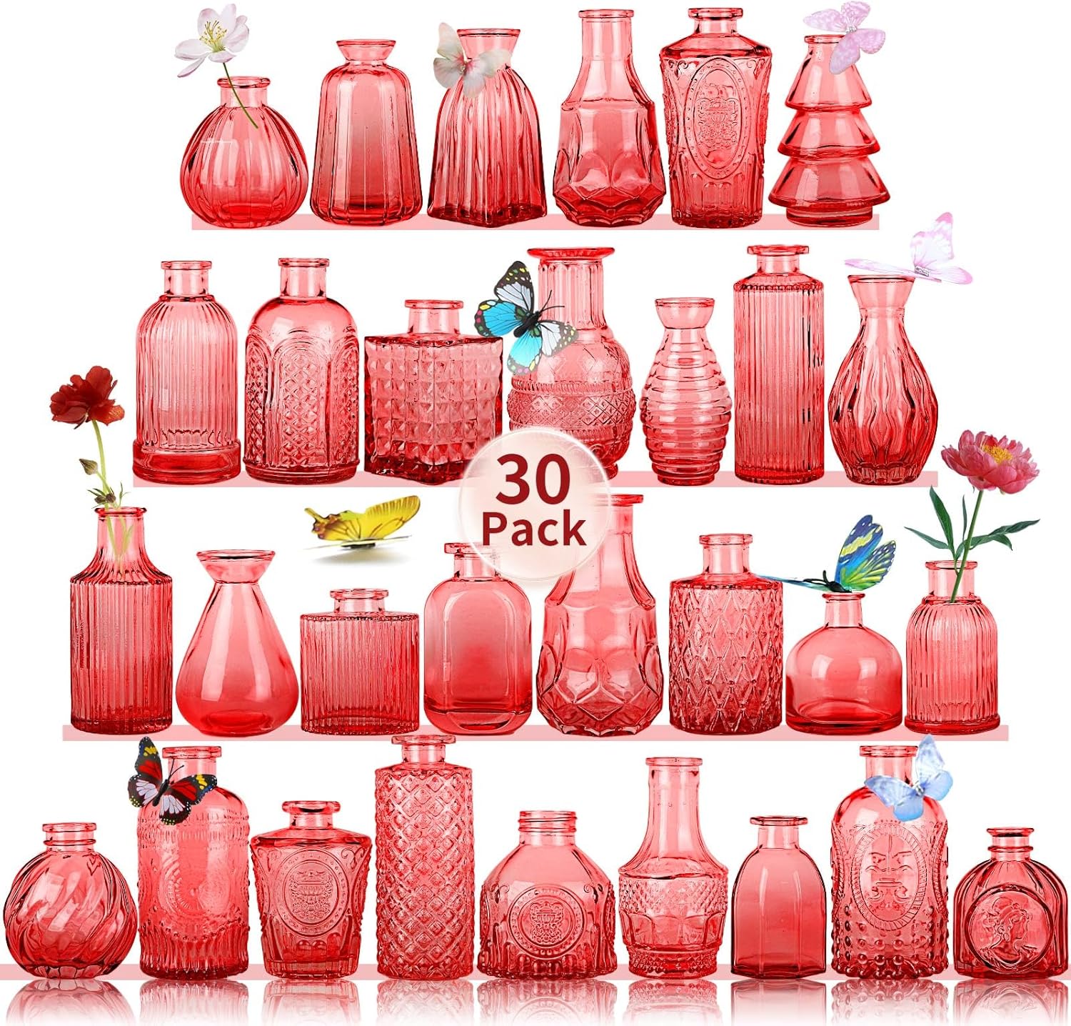 Glass Bud Vases Set of 30 pcs for Elegant Home Decor