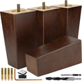 Premium Walnut Square Furniture Legs Full Install Kit - Pick Size Airy