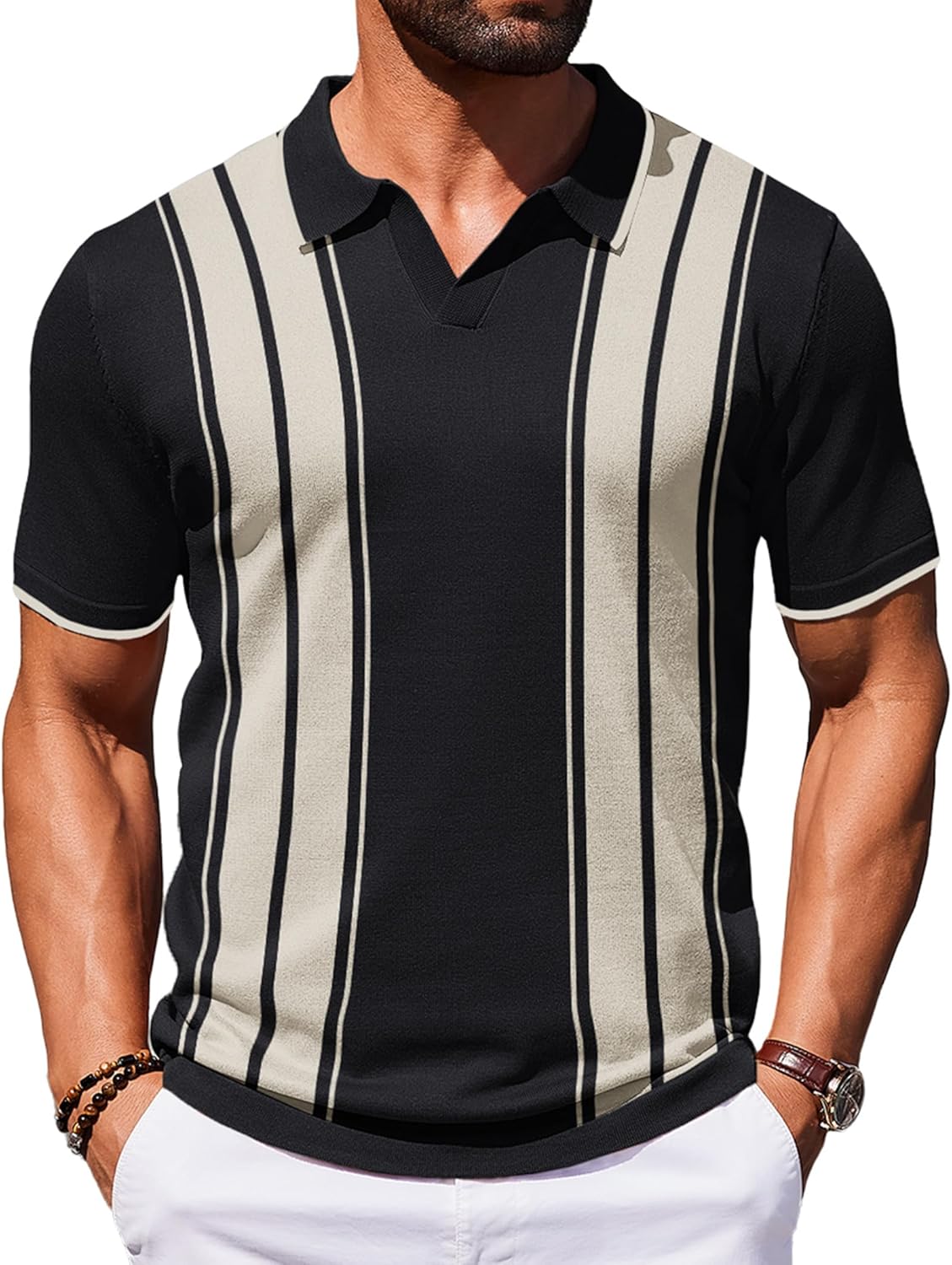 COOFANDY Mens Polo Shirts Short Sleeve Vintage Golf T Shirts