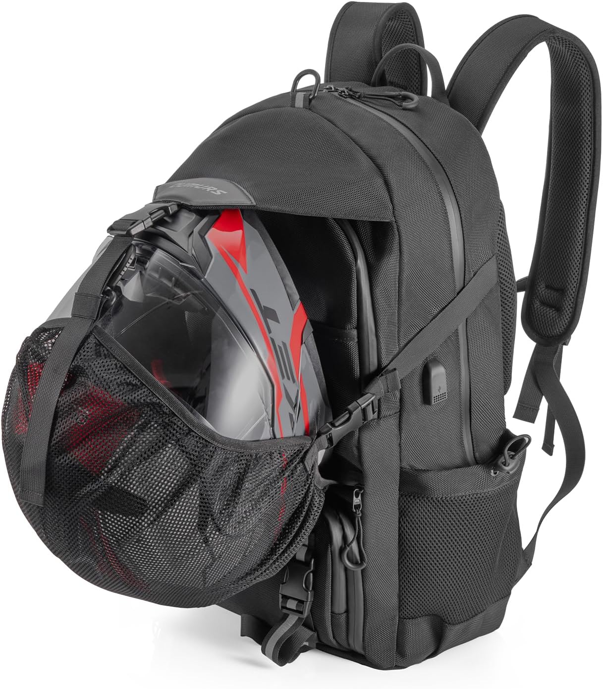 Motorcycle Backpack 50L Waterproof Expandable with USB Port