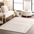 nuLOOM 5 ft x 8 ft Machine Washable Area Rug - Geometric Cream