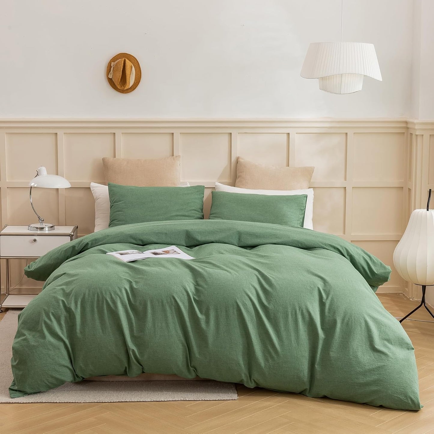 ECOCOTT Sage Green Duvet Cover King Size Set for Cozy Sleep