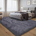 Thick Area Rug Grey 6x9 Fluffy Shag for Bedroom Living Room