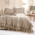 Masaca Ruffled King Comforter Set Light Taupe - Vintage Farmhouse