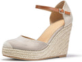 Womens Espadrille Platform Wedge Sandals with Closed Toe - 3.2in Heel